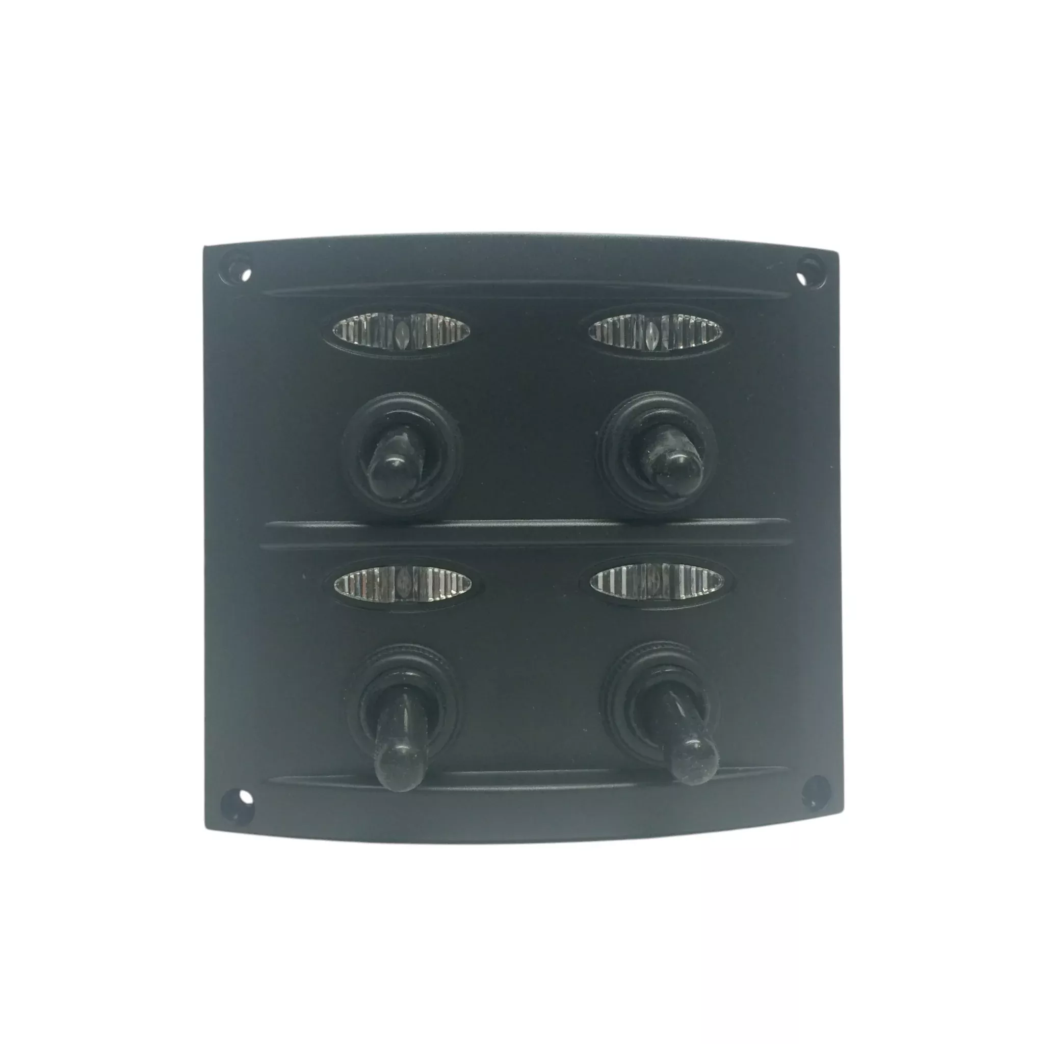 Pactrade Marine LED Waterproof Switch Panel with Fuses 15A x 2 Neoprene Cap Switch x 4, Black