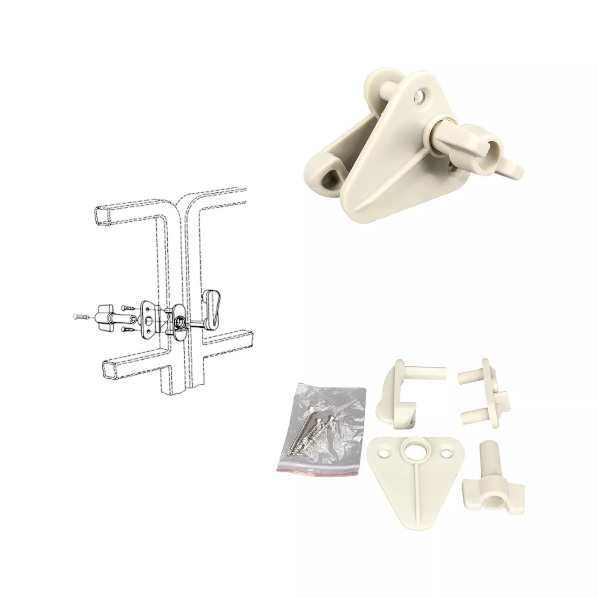 Pactrade Marine Pontoon Boat Replacement Safety Door Gate Latch Plastic (Off White)