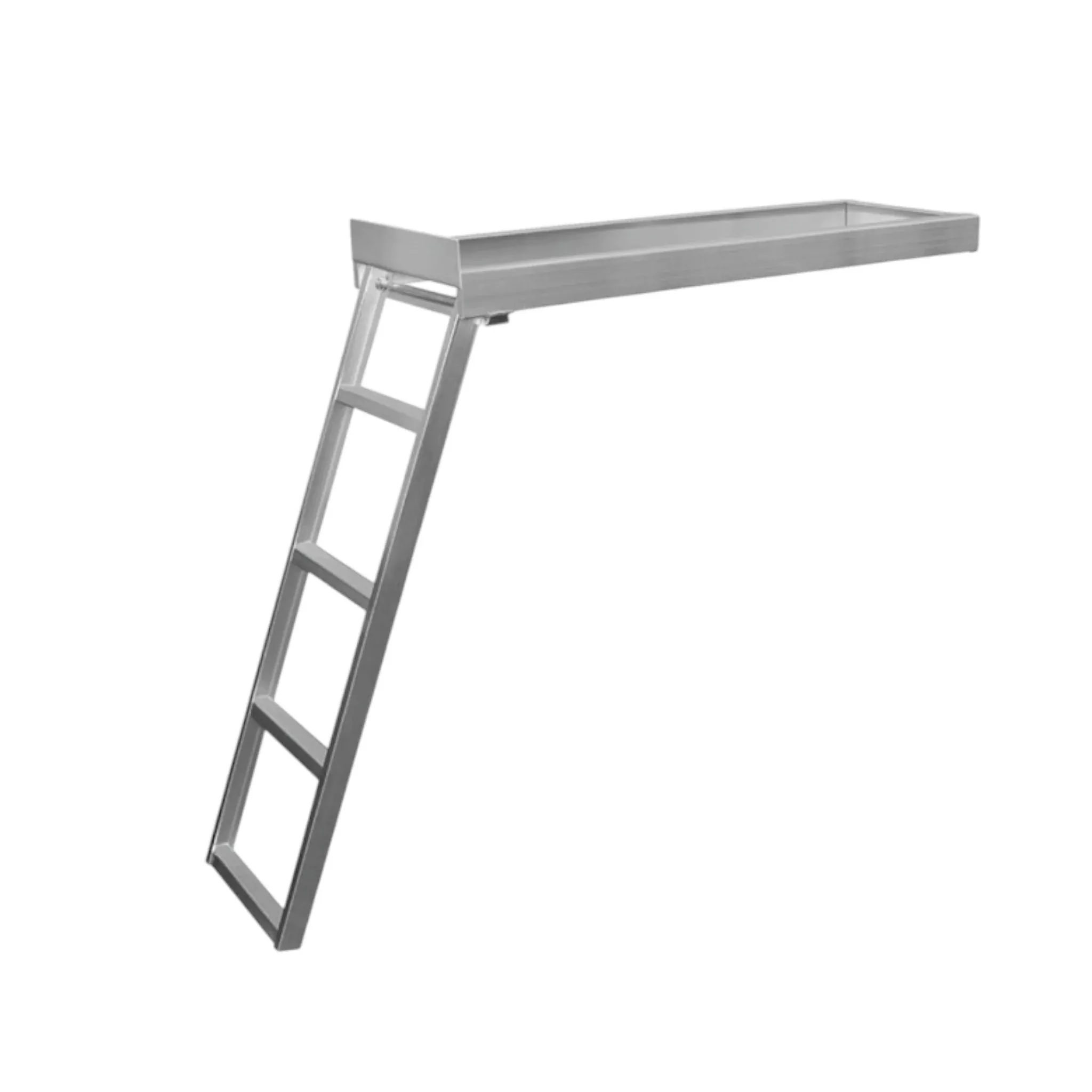 Pactrade Marine Pontoon Boat Under Deck 4 Step Flat Front Ladder Anodized Aluminum Capacity 300lbs Self Store