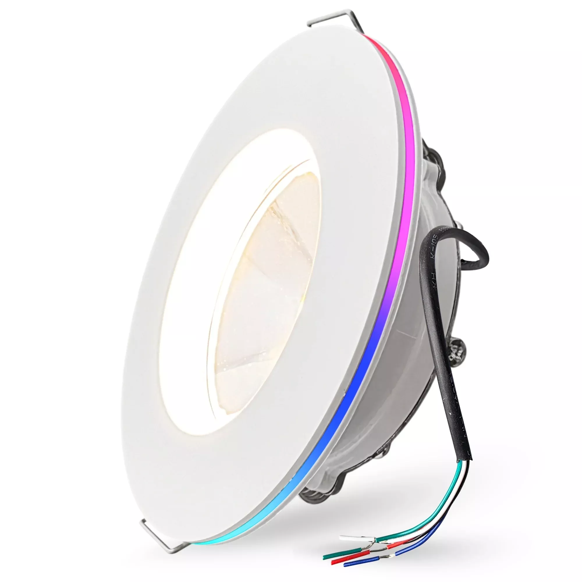 Pactrade Marine RGBW LED Recessed Downlight - 4-Inch Dual Function White Light & Color Changing Ring (5-Wire, Controller Req.) - Spring Clip Mount - Dimmable Interior Boat Lights, Marine-RV Ready 12V