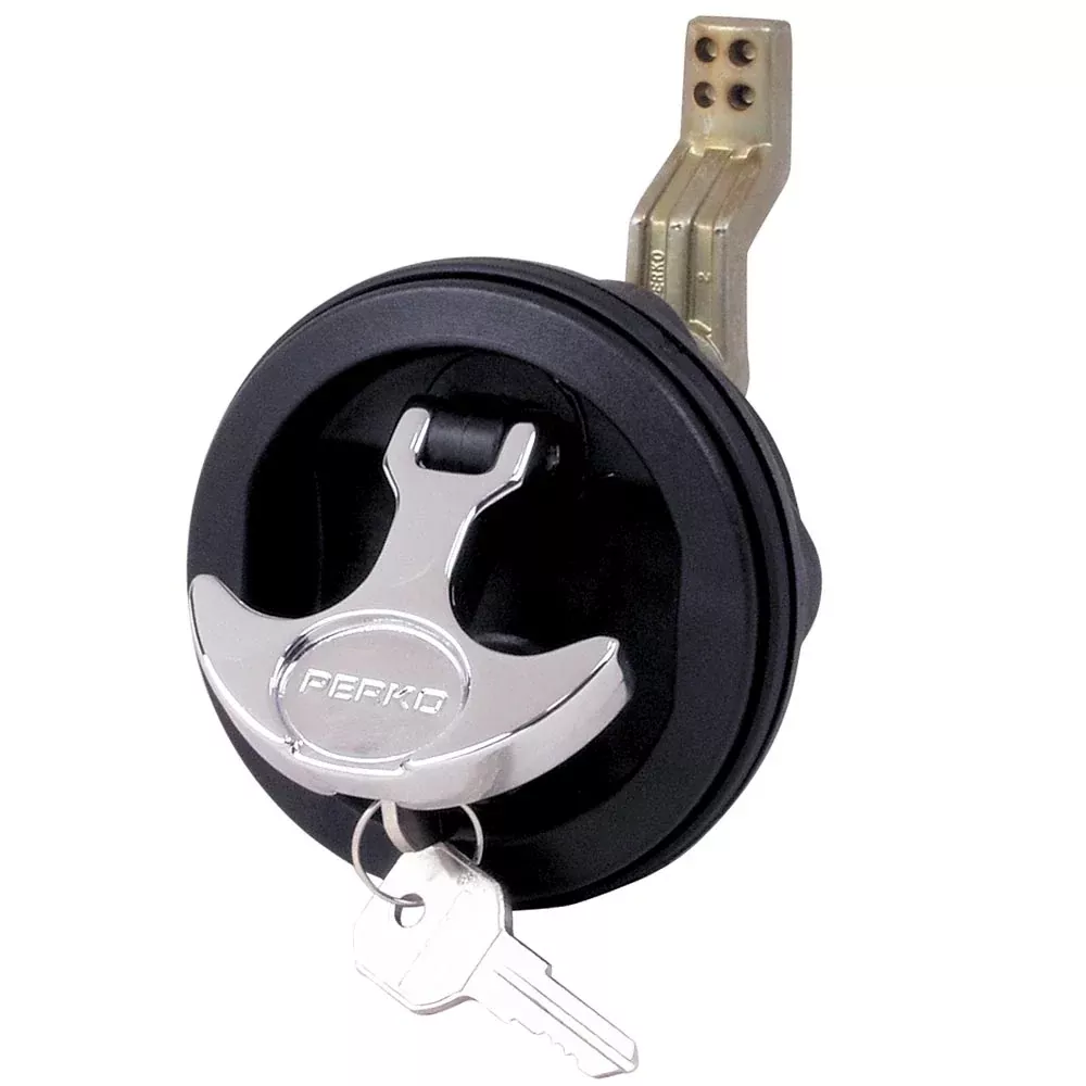 Perko Surface Mount & Latch -Black Body, Chrome Handle, Offset Cam Bar, 3/4" - 2-3/8" [1091DP1BLK]