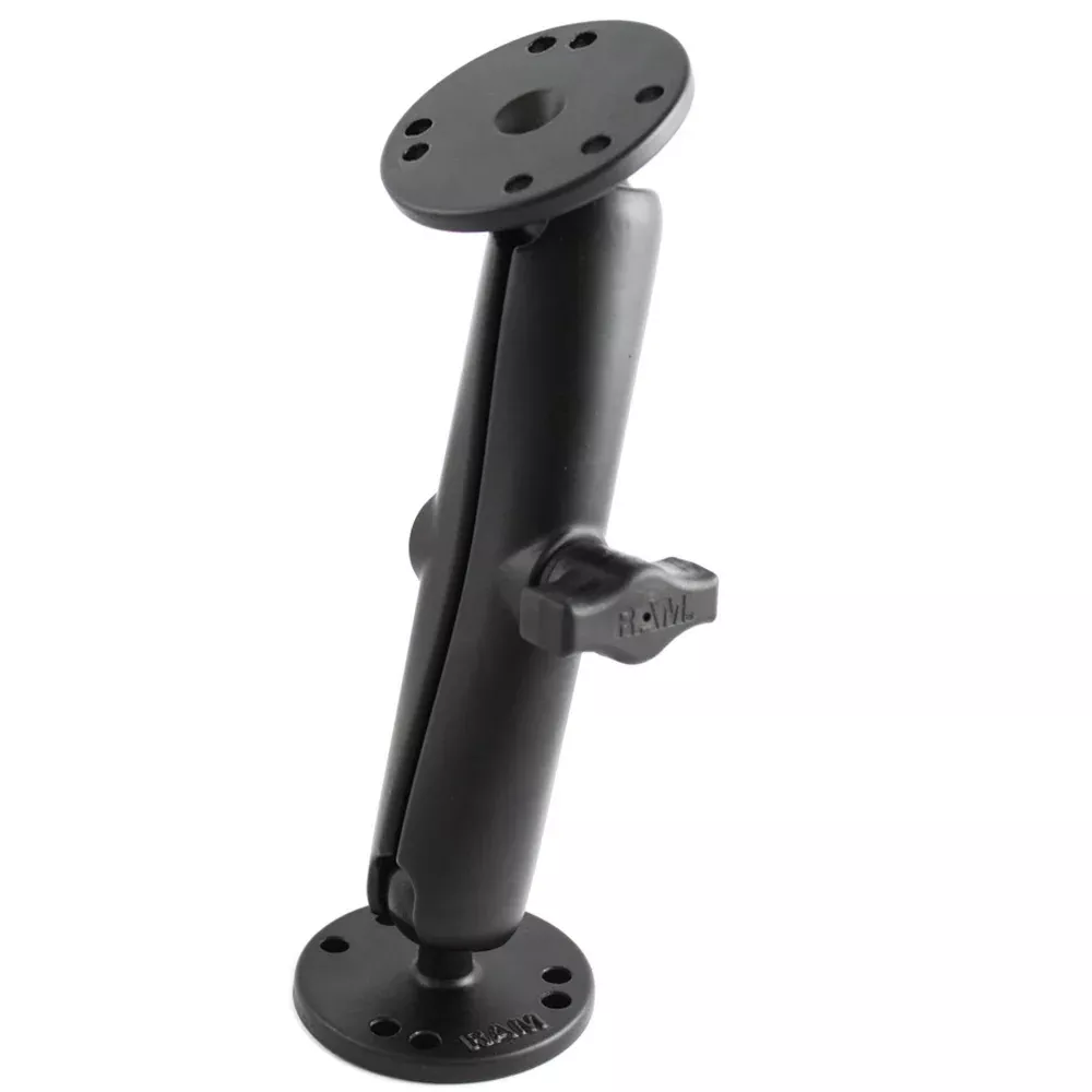 RAM Mount 1" Diameter Ball Mount w/Long Double Socket Arm & 2/2.5" Round Bases - AMPS Hole Pattern (7-5/16" Length) [RAM-B-101U-C]