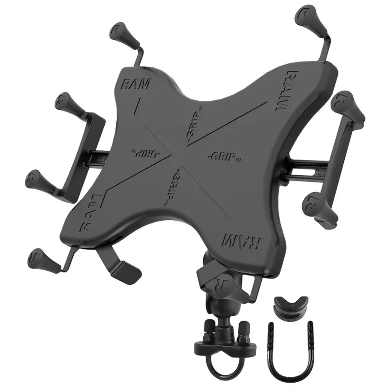 RAM Mount Handlebar Rail Mount w/Zinc Coated U-Bolt BaseUniversal X-Grip Cradle for 10" Large Tablets [RAM-B-149Z-UN9U]
