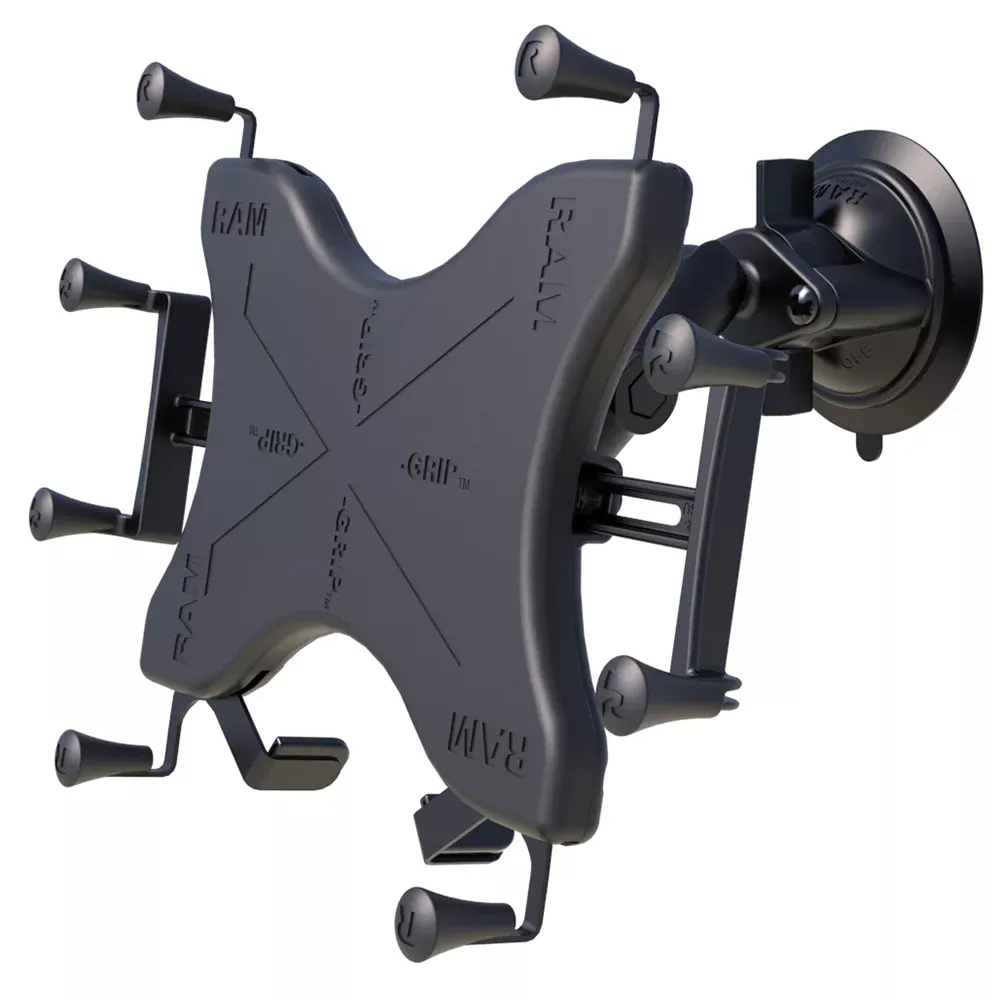 RAM Mount Twist-Lock Suction Cup Mount w/Universal X-Grip Cradle for 12″ Large Tablets [RAM-B-166-UN11U]