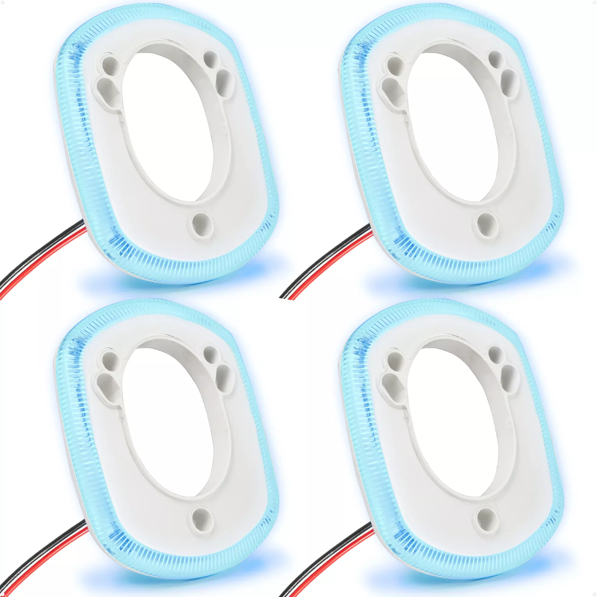 Rod Holder Accent Bezel Ring with Blue LED, 12V, 4-Pack