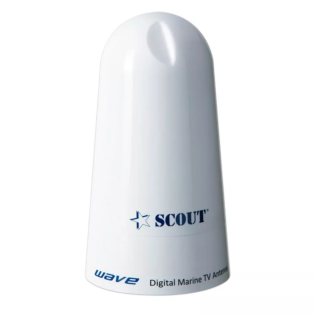 Scout Wave 4″ White TV Antenna Omnidirectional 25dB Gain w/10M, 75 ohms, Cable [PF AN NTV002]