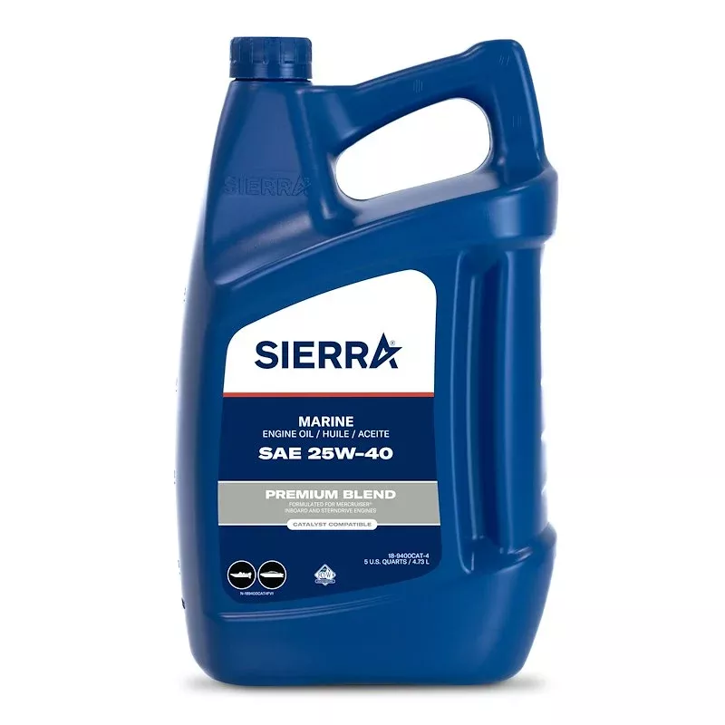 Sierra Marine 18-9400CAT-5 Premium Blend 4-Stroke Catalyst Compatible Marine Engine Oil – 25W-40 FC-W (1.25 Gallon / 5 Quart Jug)