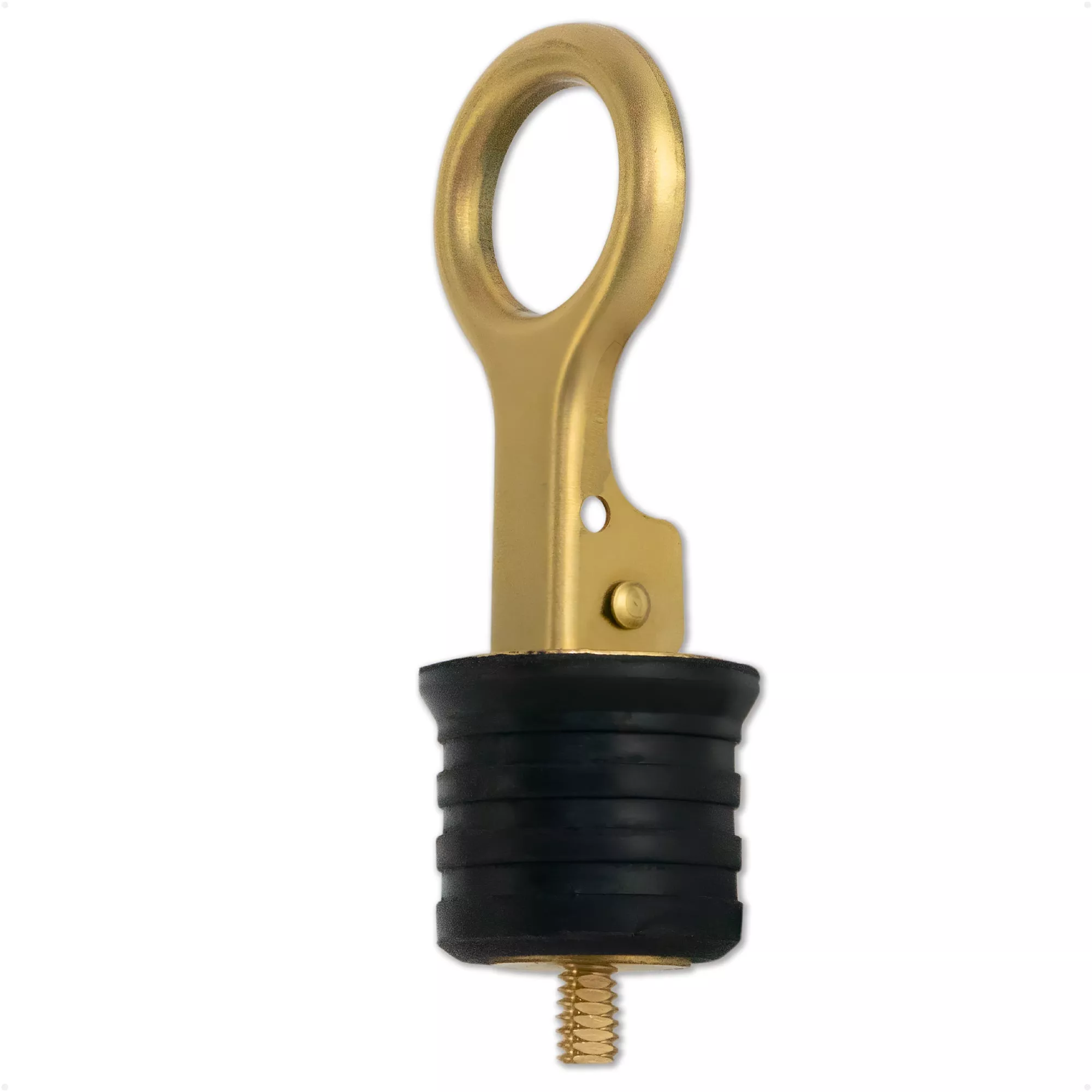 Snap-Handle Drain Plug for 1-1/4" Transom Hole, Rubber/Brass