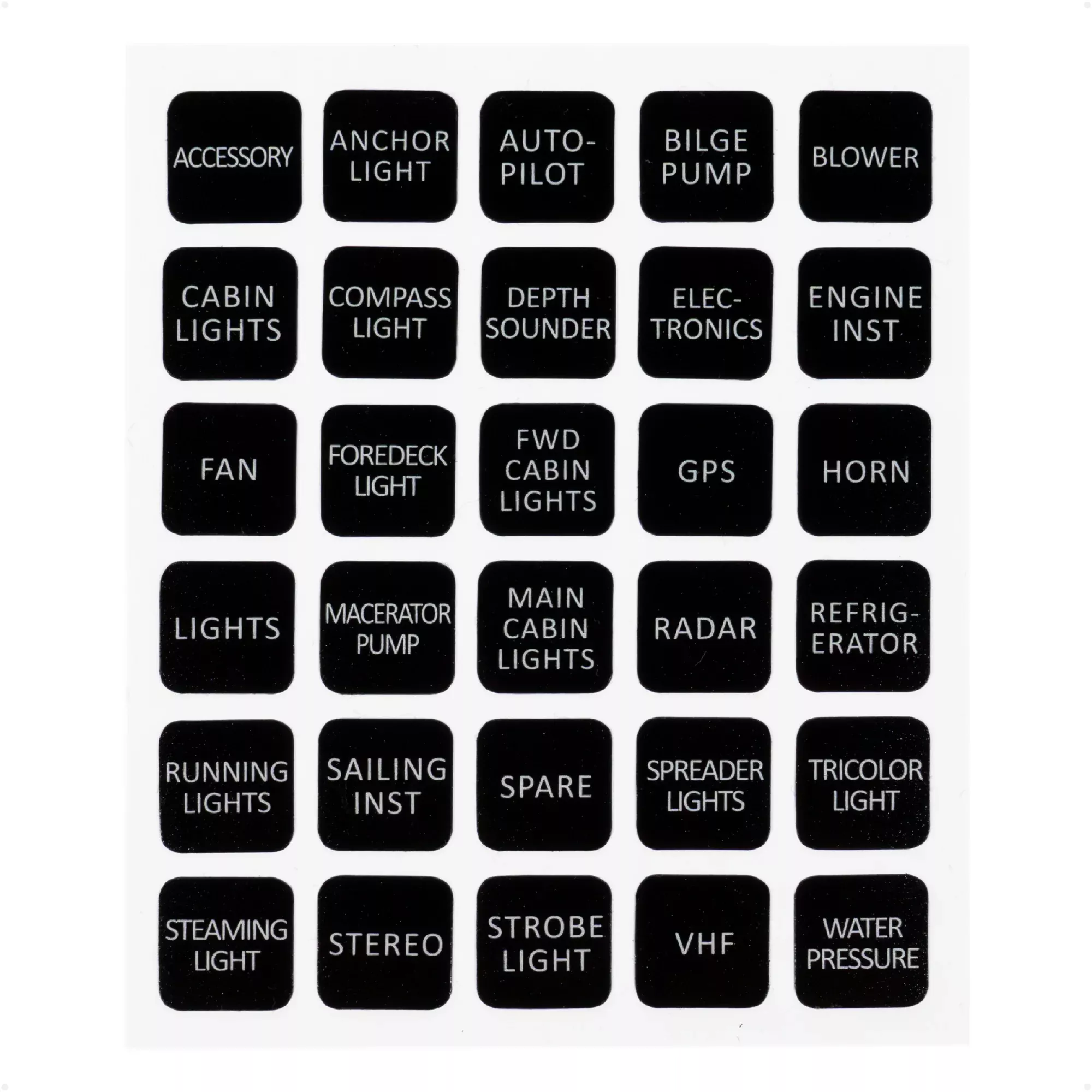 Square Switch Panel Labels, 30 Pieces Per Sheet