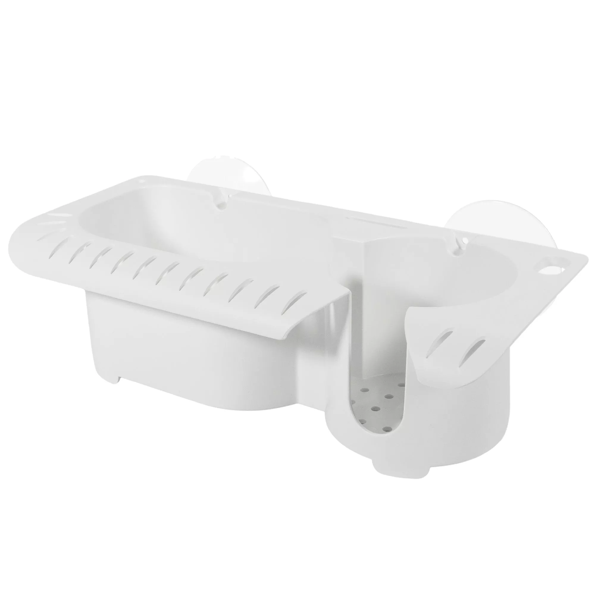 Storage Caddy Organizer with Cup Holder - 16 Lure Slots, White