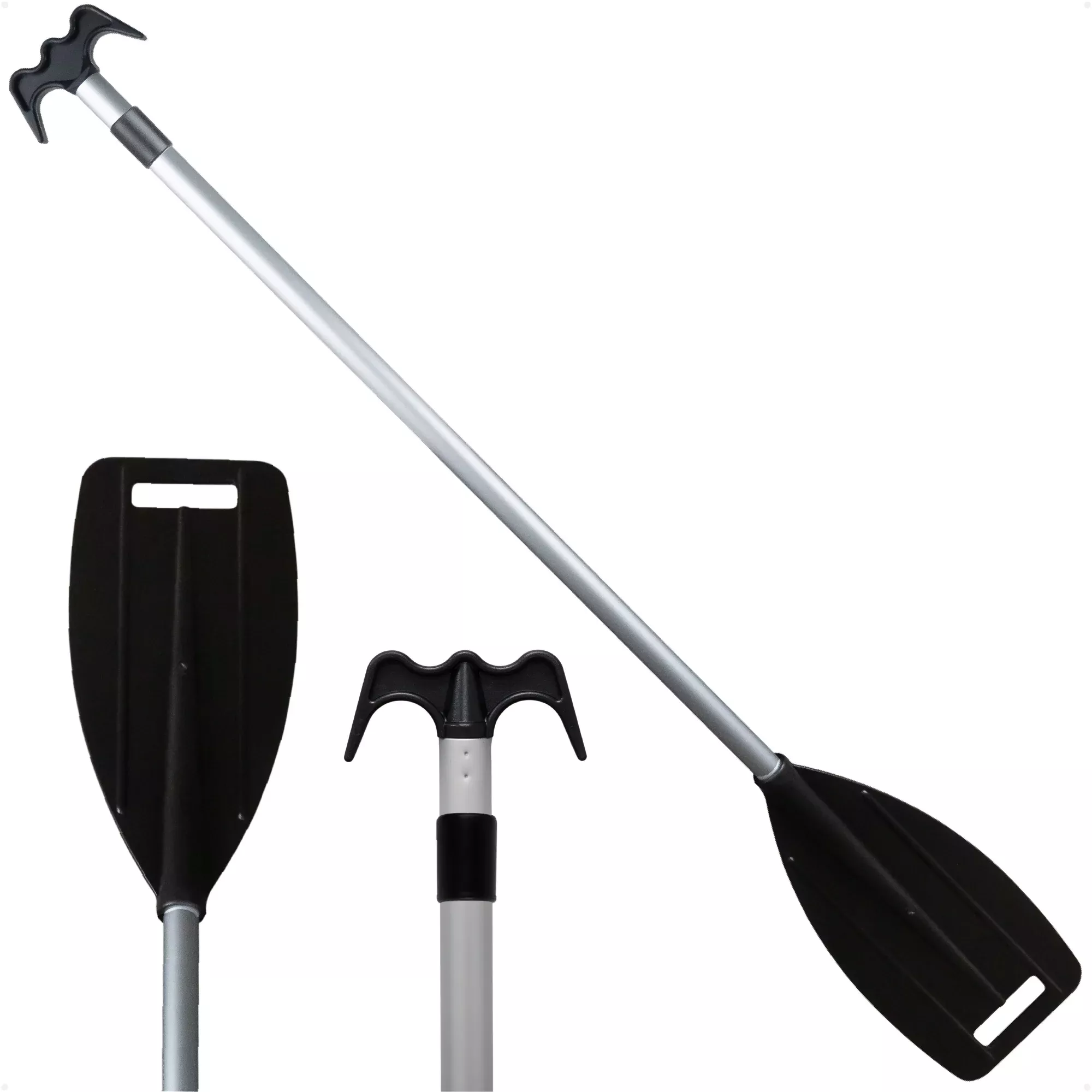 Telescoping Paddle & Boat Hook 45" - 72", Black, Aluminum