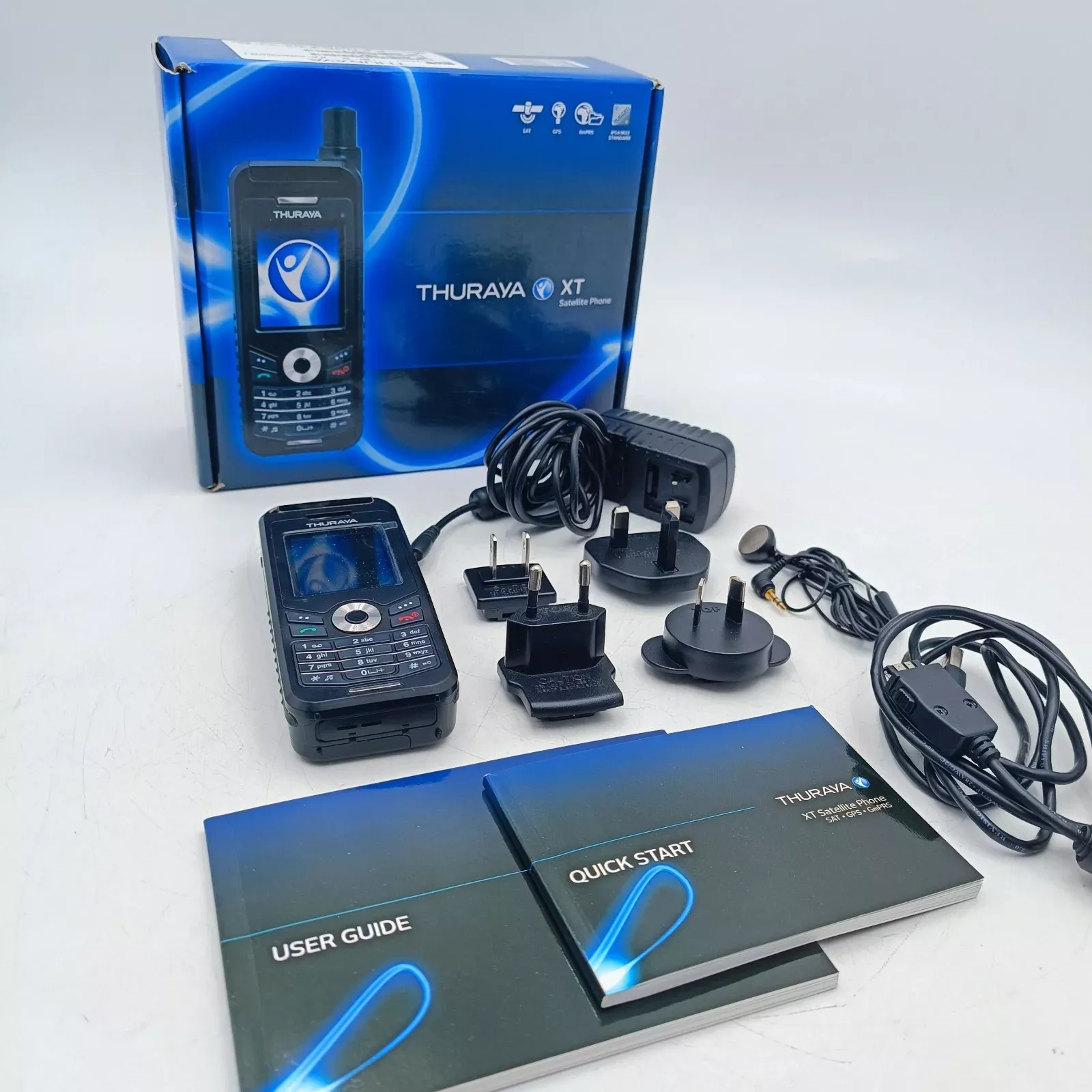 Thuraya XT Satellite Phone w/Battery Power/Data Cable Manuals And Accesories