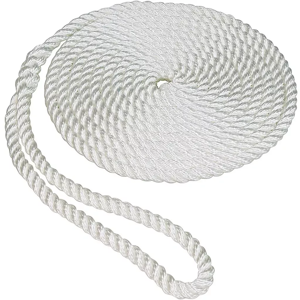 Twisted Nylon Dock Line w/Eye 5/8" x 25' White