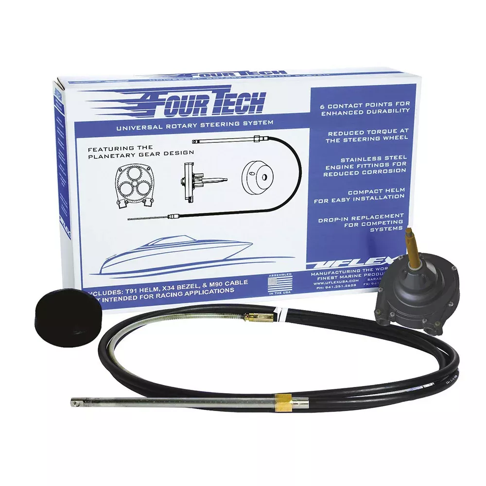 Uflex Fourtech 18 Black Mach Rotary Steering System w/Helm, BezelCable [FOURTECHBLK18]