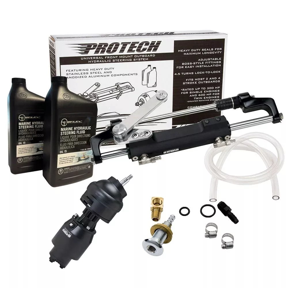 Uflex PROTECH 2.1 Front Mount Tilt OB Hydraulic System - Includes UP28T Helm Pump, Oil, UC128TS-2 Cylinder,X82 Tilt - No Hoses [PROTECH 2.1T]