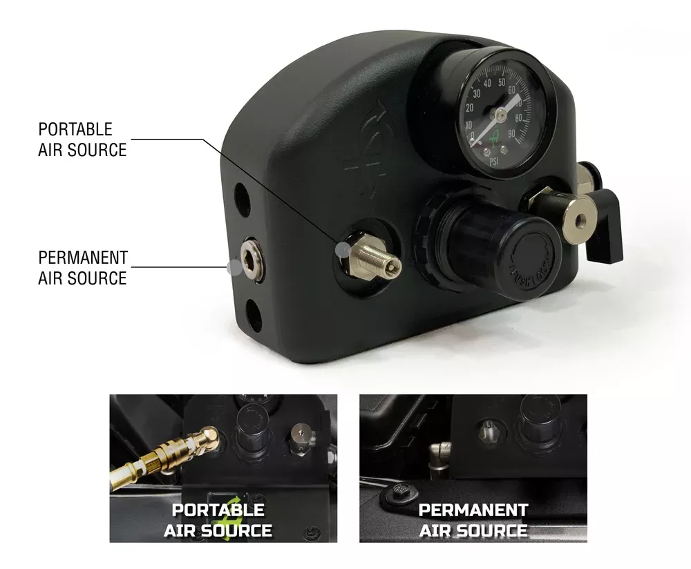 Up Down Air - 237-1620 - Tacoma Tire Inflator System 4 Tire For 16-20 Toyota Tacoma W/Engine Bay Mount With Box, Fittings, Hoses and Storage Bag Black