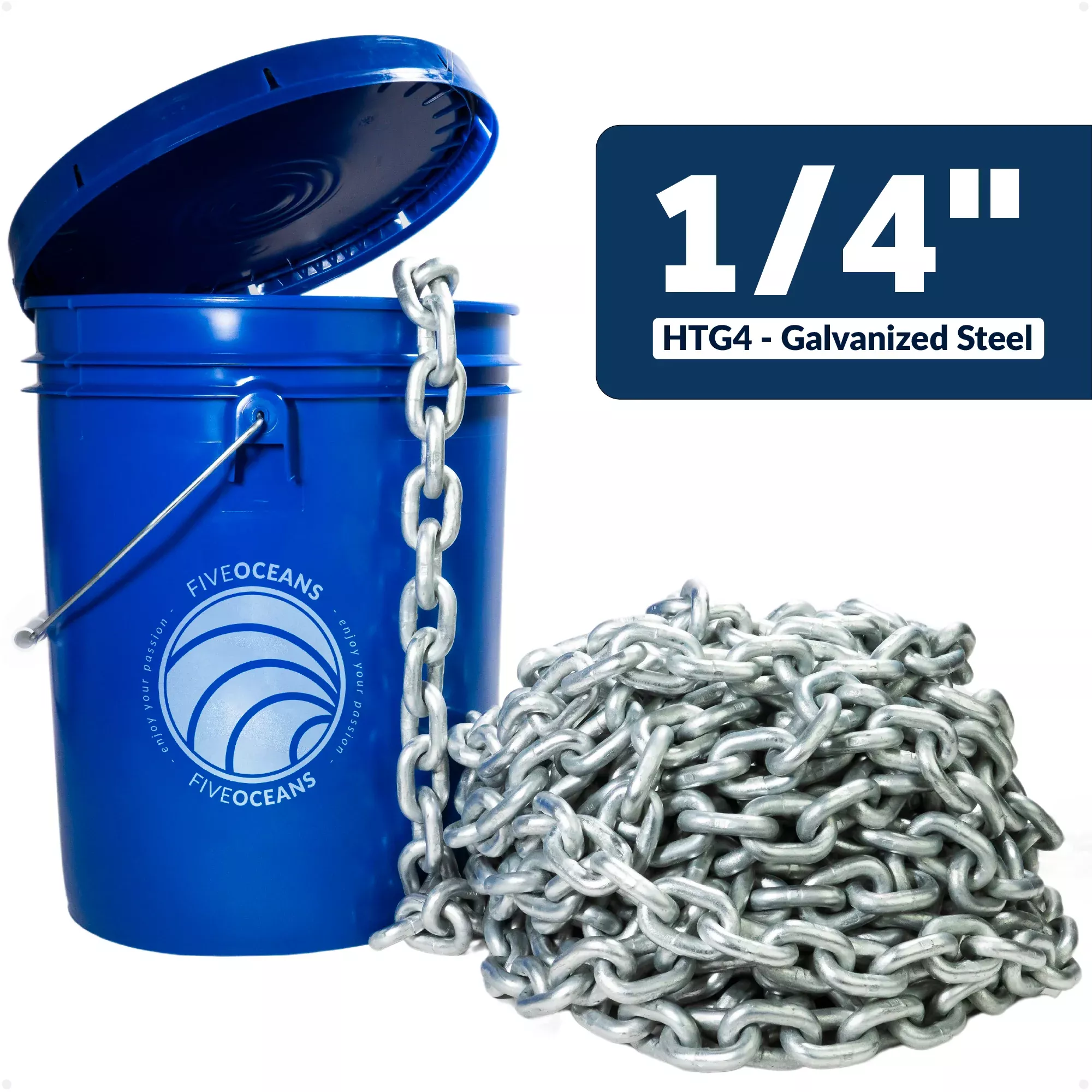 Windlass Anchor Chain 1/4" HTG4 - Galvanized Steel - (Per Foot)
