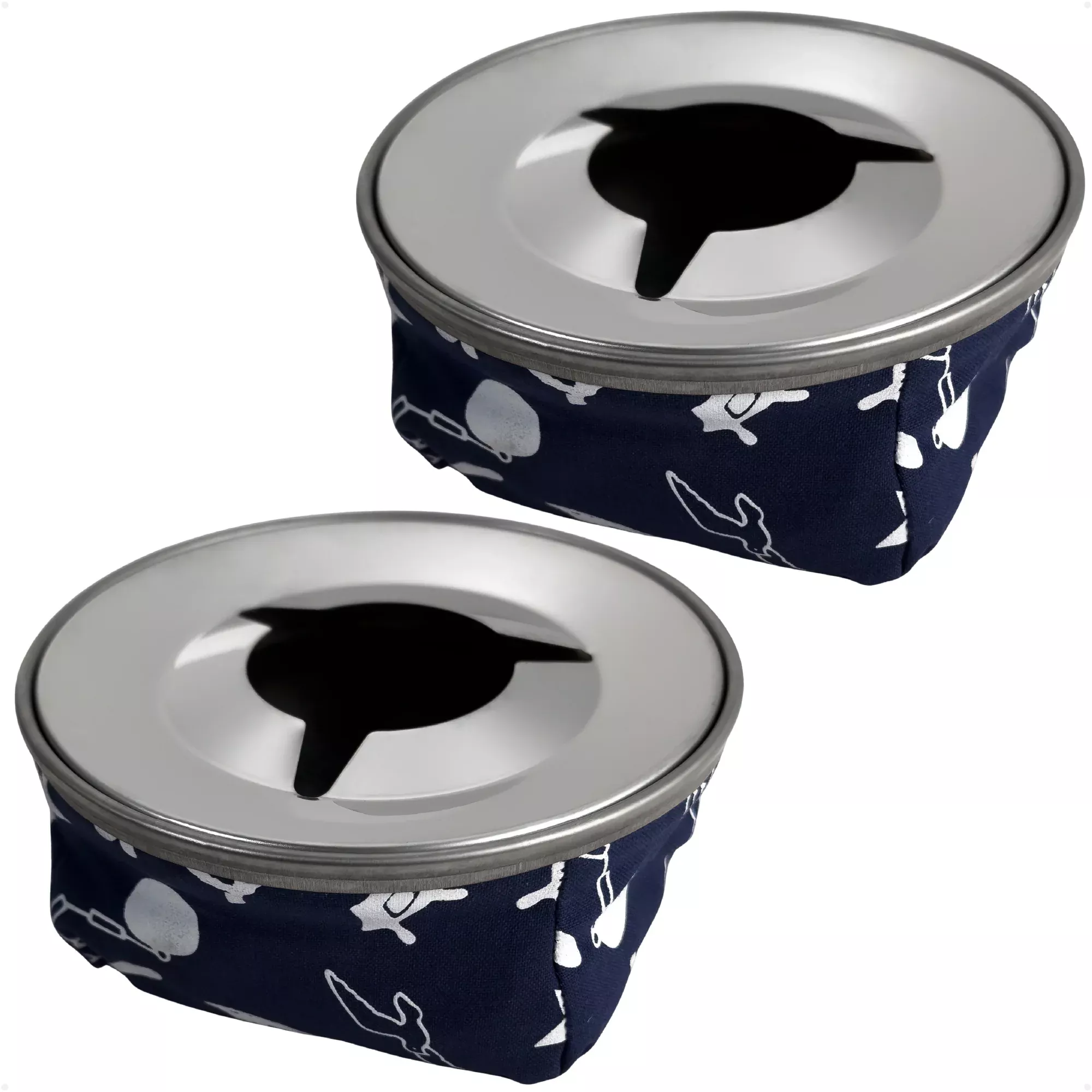 Windproof Ashtray, Blue, Stainless Steel & Fabric, 2-Pack