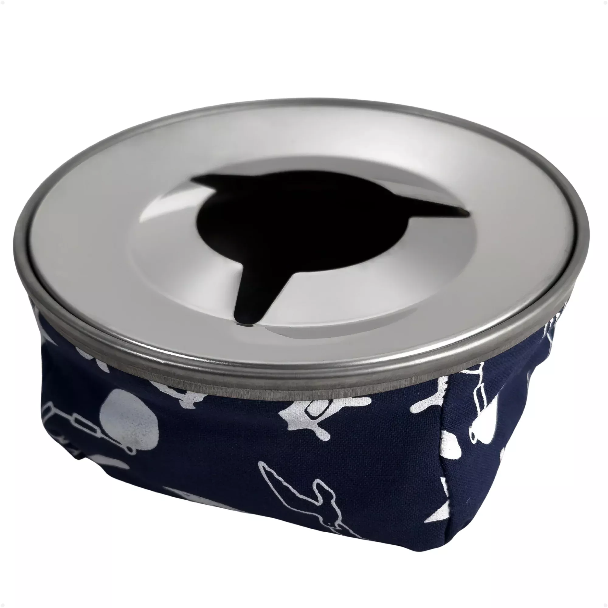 Windproof Ashtray, Blue, Stainless Steel & Fabric